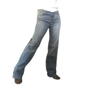 Fashion Nova Women's Size 9 High Rise Wide Leg Jeans 31" x 32" Medium Distressed